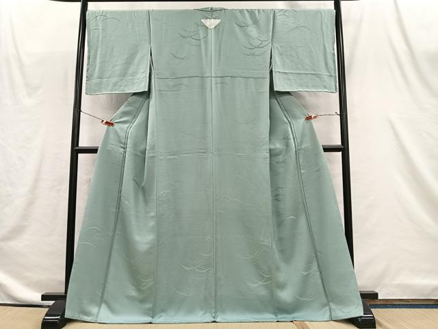 平和屋着物■上質な色無地　雪芝草地紋　裏葉柳色　正絹　逸品　未使用　CABI9241ua