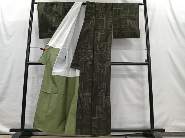 平和屋着物■本場大島紬　7マルキ　色紙花唐草文　正絹　逸品　CABI9243ua
