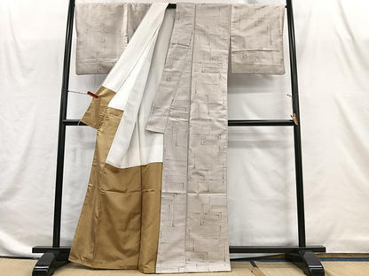 平和屋着物■本場大島紬　白大島　色紙重ね文　正絹　逸品　CABI9255ua