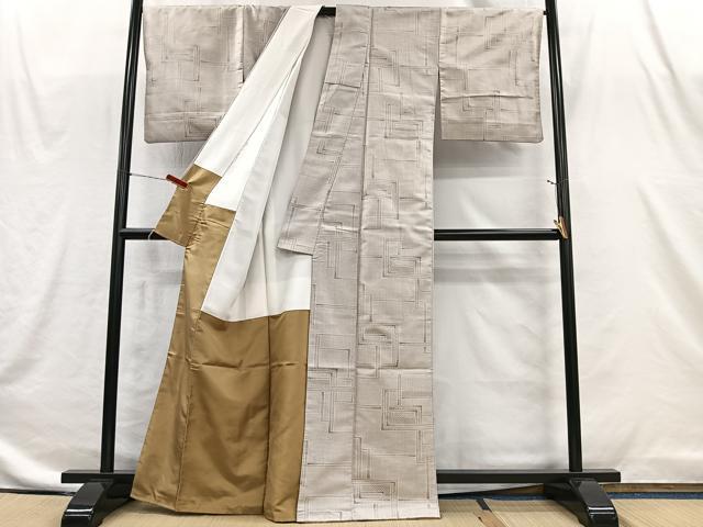 平和屋着物■本場大島紬　白大島　色紙重ね文　正絹　逸品　CABI9255ua