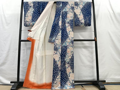 平和屋着物■上質な小紋　扇面草花文　金彩　正絹　逸品　CABI9256ua