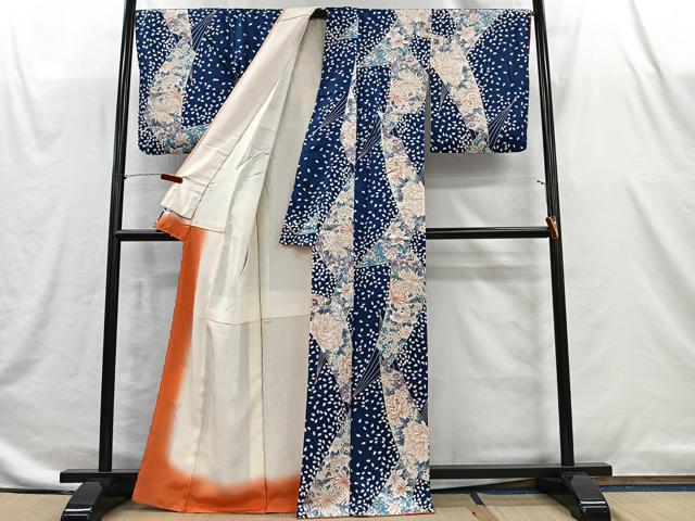平和屋着物■上質な小紋　扇面草花文　金彩　正絹　逸品　CABI9256ua