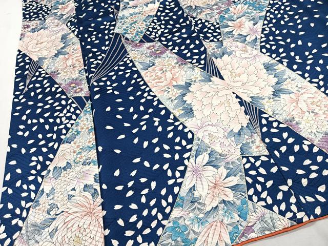 平和屋着物■上質な小紋　扇面草花文　金彩　正絹　逸品　CABI9256ua