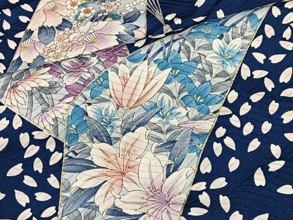 平和屋着物■上質な小紋　扇面草花文　金彩　正絹　逸品　CABI9256ua