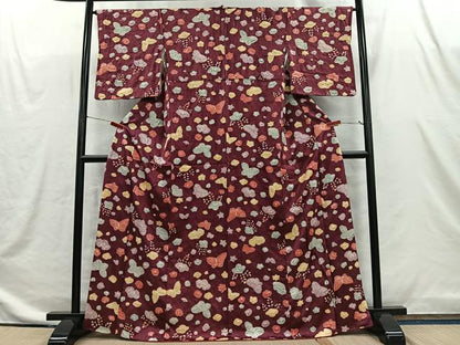 平和屋着物■上質な小紋　絞り　花蝶文　正絹　逸品　CABI9260ua