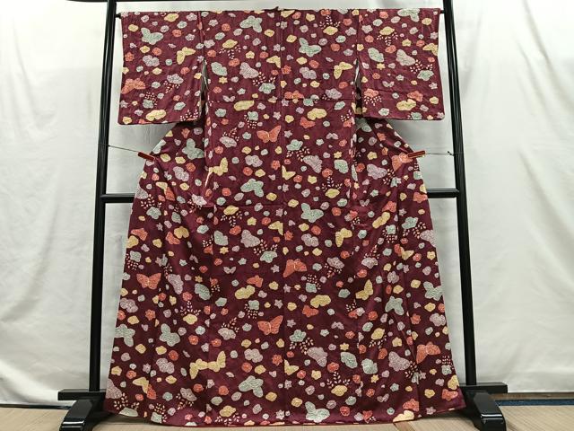 平和屋着物■上質な小紋　絞り　花蝶文　正絹　逸品　CABI9260ua