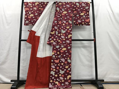 平和屋着物■上質な小紋　絞り　花蝶文　正絹　逸品　CABI9260ua