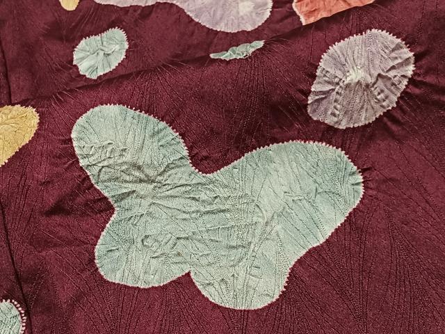 平和屋着物■上質な小紋　絞り　花蝶文　正絹　逸品　CABI9260ua