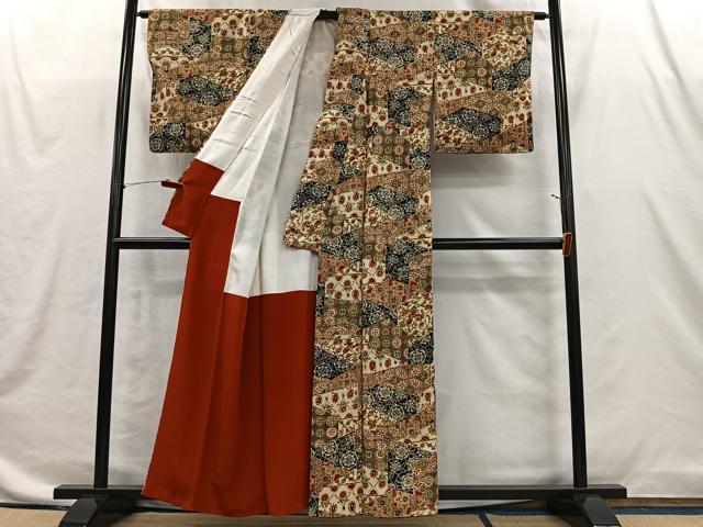 平和屋着物■上質な小紋　更紗花唐草文　正絹　逸品　CABI9261ua