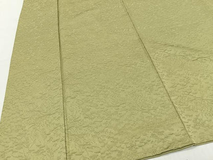 平和屋着物■上質な色無地　枝花地紋　苗色　正絹　逸品　CABI9265ua