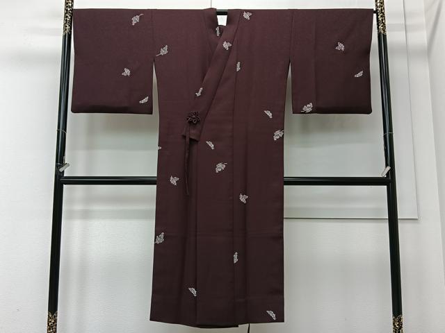 平和屋着物∞道中着　単衣　総刺繍　枝花文　高島屋扱い　ロング丈　正絹　逸品　CABI9266ua
