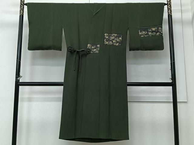 平和屋着物∞道中着　蔦の葉文　鬼しぼ縮緬　ロング丈　正絹　逸品　未使用　CABI9267ua