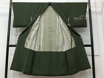 平和屋着物∞道中着　蔦の葉文　鬼しぼ縮緬　ロング丈　正絹　逸品　未使用　CABI9267ua