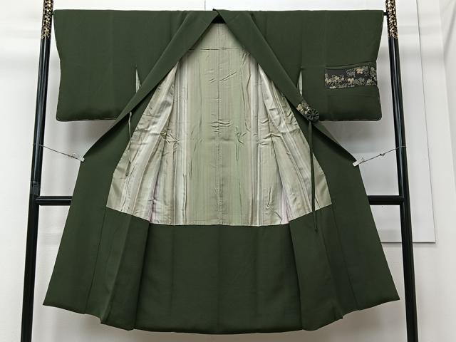平和屋着物∞道中着　蔦の葉文　鬼しぼ縮緬　ロング丈　正絹　逸品　未使用　CABI9267ua