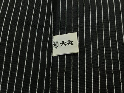 平和屋着物∞男性　羽織　お召地　縞　黒地　大丸扱い　正絹　逸品　CABI9273ua