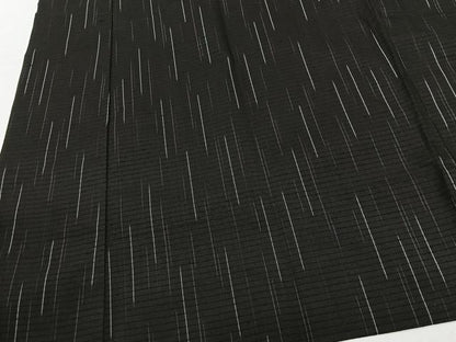 平和屋着物∞道中着　単衣　紬地　霞文　黒地　ロング丈　正絹　逸品　CABI9276ua