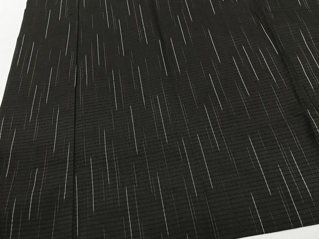 平和屋着物∞道中着　単衣　紬地　霞文　黒地　ロング丈　正絹　逸品　CABI9276ua
