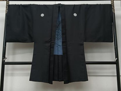 平和屋着物∞男性　長羽織　黒紋付　洗える着物　CABI9277ua