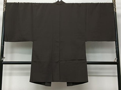 平和屋着物∞男性　長羽織　赤墨色　正絹　逸品　CABI9280ua