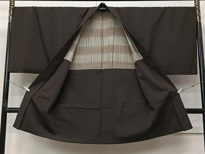 平和屋着物∞男性　長羽織　赤墨色　正絹　逸品　CABI9280ua