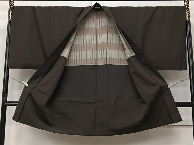 平和屋着物∞男性　長羽織　赤墨色　正絹　逸品　CABI9280ua