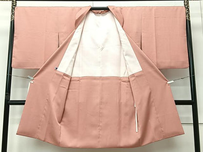 平和屋着物∞道行コート　彩重ね　東レシルック　宍色　反端付き　ロング丈　正絹　逸品　CABI9283ua
