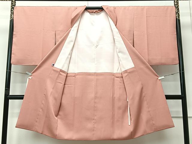 平和屋着物∞道行コート　彩重ね　東レシルック　宍色　反端付き　ロング丈　正絹　逸品　CABI9283ua