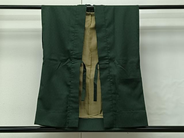 平和屋着物∞男性　袖無し羽織　深緑色　洗える着物　CABI9285ua