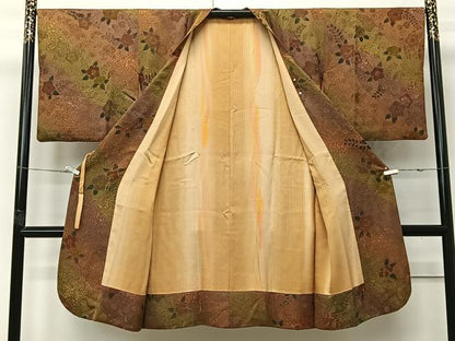 平和屋着物∞道行コート　地紋起こし　草花文　正絹　逸品　CABI9290ua