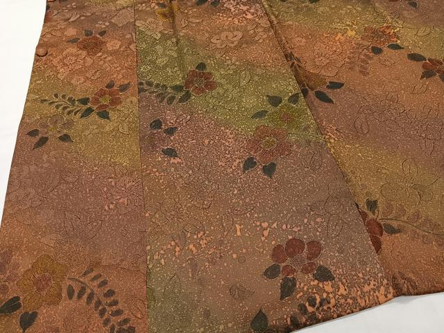 平和屋着物∞道行コート　地紋起こし　草花文　正絹　逸品　CABI9290ua