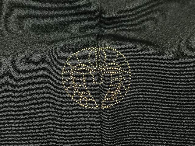 平和屋着物∞羽織　寿光織　亀甲花文　黒地　金銀糸　正絹　逸品　未使用　CABI9292ua
