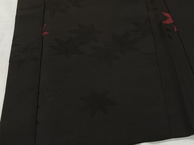 平和屋着物∞羽織　地紋起こし　舞葉文　黒地　正絹　逸品　CABI9294ua