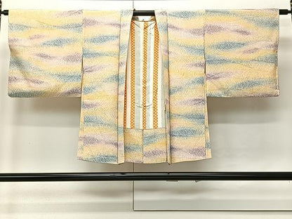 平和屋着物∞羽織　芝草文　暈し染め　正絹　逸品　CABI9295ua