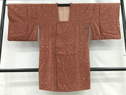 平和屋着物＃道行コート　型染め　更紗花唐草文　ロング丈　正絹　逸品　CABI9296ua