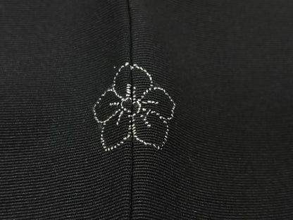 平和屋着物＃羽織　刺繍　草花文　黒地　正絹　逸品　CABI9297ua