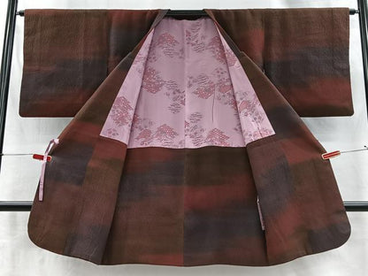 平和屋着物＃道行コート　霞文　暈し染め　ロング丈　正絹　逸品　CABI9298ua