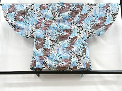 平和屋着物＃道行コート　草花文　正絹　逸品　CABI9301ua