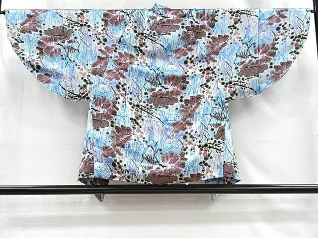 平和屋着物＃道行コート　草花文　正絹　逸品　CABI9301ua