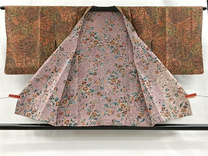 平和屋着物＃道行コート　リバーシブル　更紗花唐草文　正絹　逸品　未使用　CABI9305ua