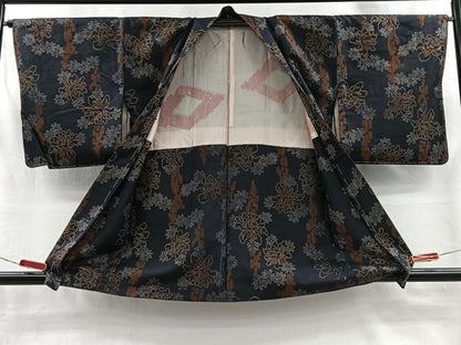 平和屋着物＃羽織　紬地　銘仙　舞花文　正絹　逸品　未使用　CABI9309ua