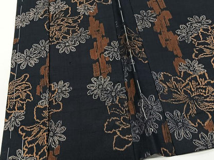 平和屋着物＃羽織　紬地　銘仙　舞花文　正絹　逸品　未使用　CABI9309ua