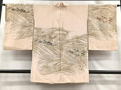 平和屋着物＃羽織　寿光織　立波文　金銀糸　正絹　逸品　CABI9310ua