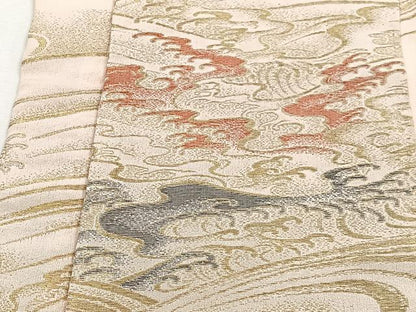 平和屋着物＃羽織　寿光織　立波文　金銀糸　正絹　逸品　CABI9310ua