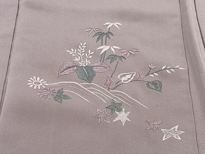 平和屋着物＃羽織　総刺繍　流水草花文　正絹　逸品　CABI9314ua