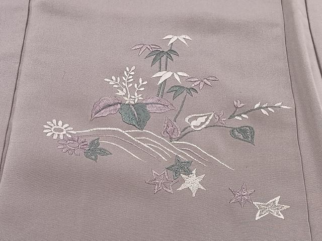 平和屋着物＃羽織　総刺繍　流水草花文　正絹　逸品　CABI9314ua