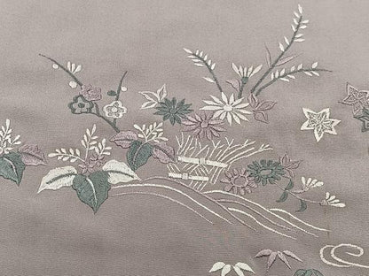 平和屋着物＃羽織　総刺繍　流水草花文　正絹　逸品　CABI9314ua
