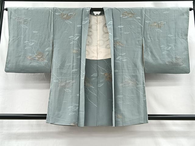 平和屋着物＃羽織　寿光織　枝葉文　金糸　正絹　逸品　CABI9316ua
