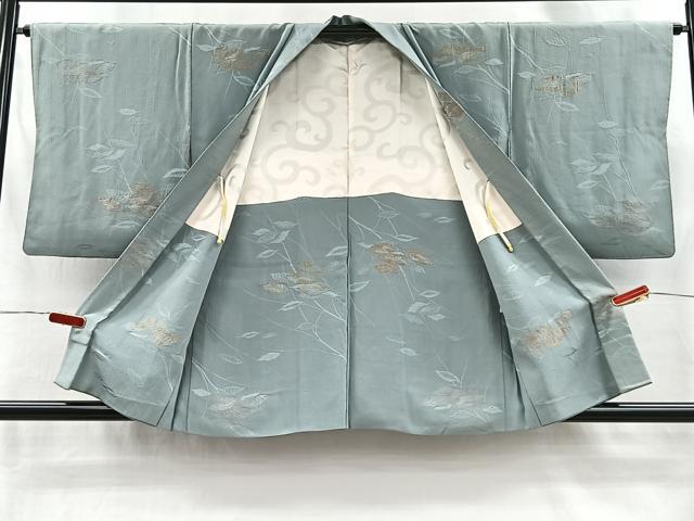 平和屋着物＃羽織　寿光織　枝葉文　金糸　正絹　逸品　CABI9316ua