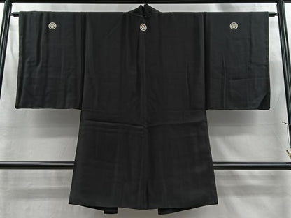 平和屋着物＃男性　長羽織　黒紋付　正絹　逸品　CABI9318ua