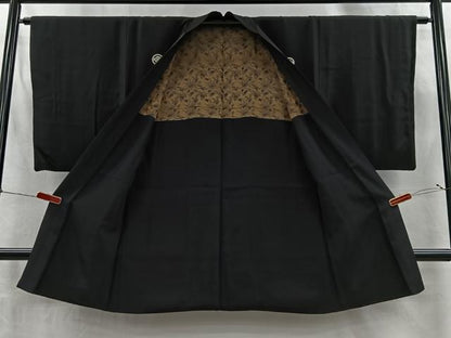 平和屋着物＃男性　長羽織　黒紋付　正絹　逸品　CABI9318ua